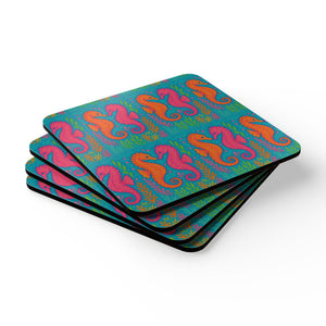 Coaster Set/4 - Sunset Seahorses