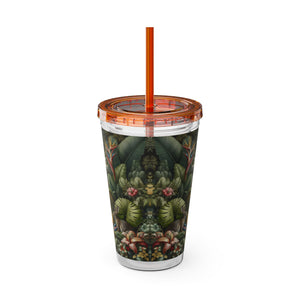 Tropical Tumbler with Straw | 16 oz: Rainforest Rabbit Outing