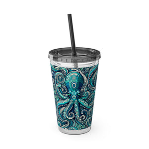 Tropical Tumbler with Straw | 16 oz: Aqua Octopus