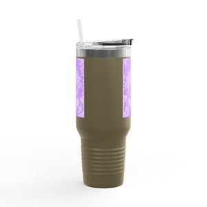 Insulated Travel Mug - 40oz - Perfect for Outdoor Adventures / Pearl Lady Toile/Amethyst