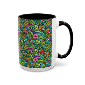Accent Color Coffee Mug (11, 15oz), Rainforest Blooms
