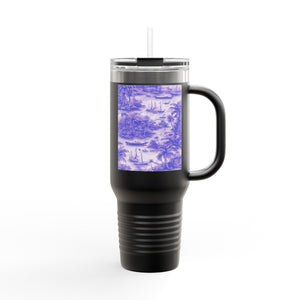 Insulated Travel Mug, 40oz / Tropical Toile, Amethyst - Perfect for Outdoor Adventures