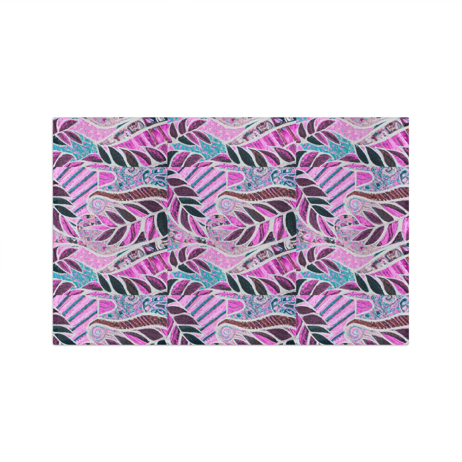 Tropical Microfiber Coffee/Tea Towel ~ Botanical Amazon Whimsy, Pink