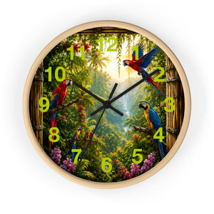 Tropical Parrot Jungle Wall Clock ~ Paradise Falls