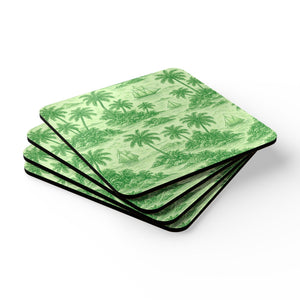 Coaster Set/4 - Faraway Toile/Green
