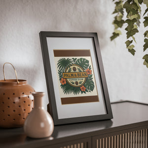 Tropical Framed Poster — Palm & Bean Coffee Club, Brown