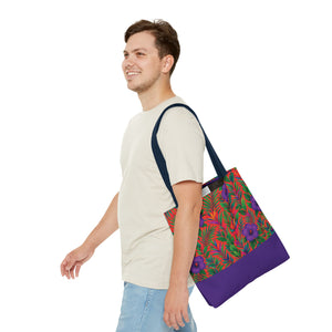 Midnight Flower Coral/Purple Tote Bag - 3 Sizes