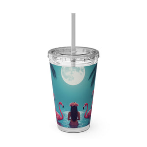 Tropical Tumbler with Straw | 16 oz: Moonlit Mermaid and Flamingos