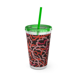 Tropical Tumbler with Straw | 16 oz: Coral Threads, Red