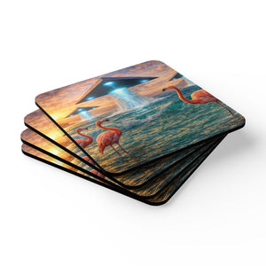 Coaster Set/4 -  UFOs & Flamingos