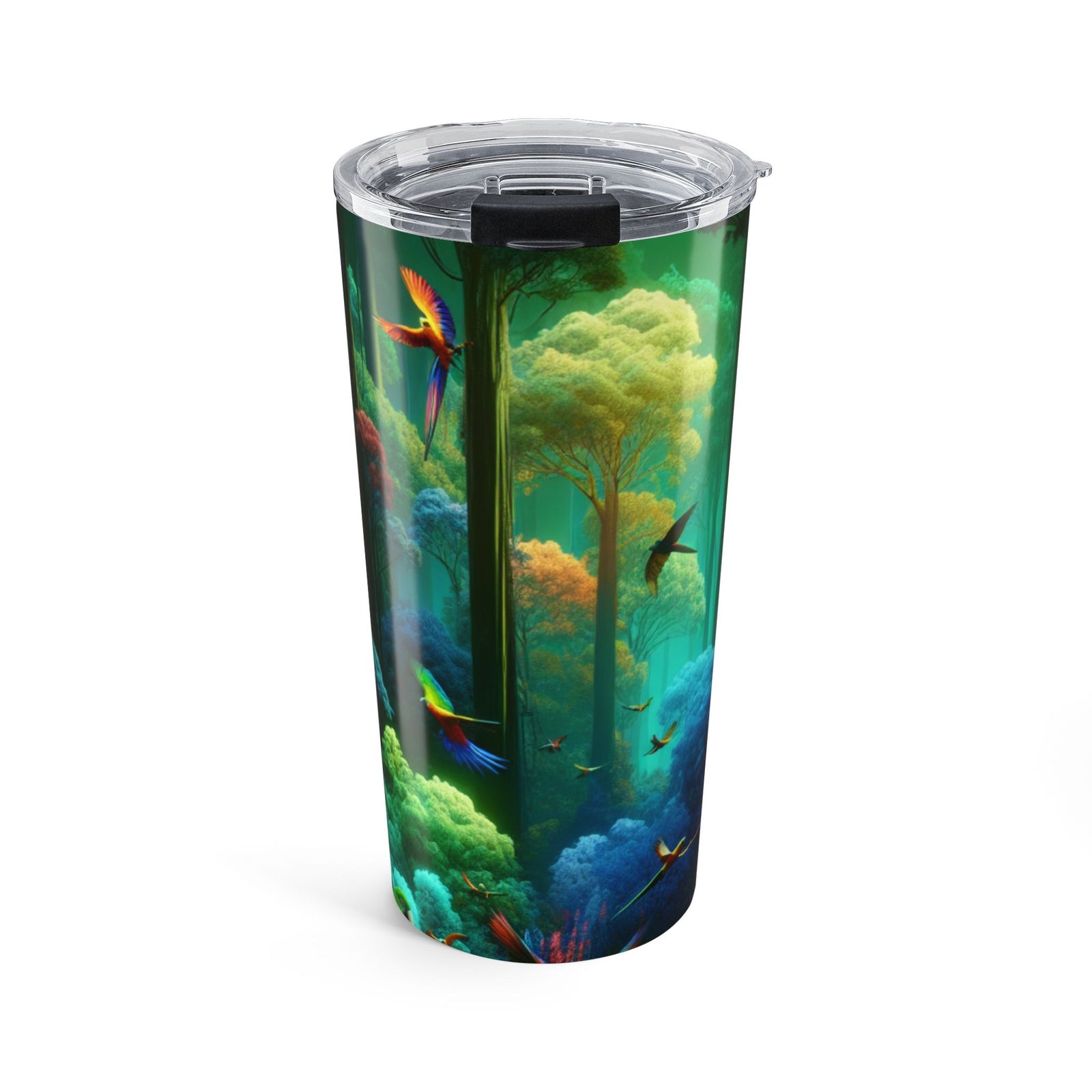 20oz Parrot Forest Tumbler — Colorful Tropical Birds Travel Mug