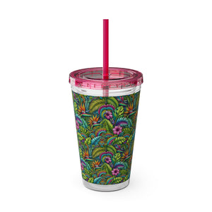 Tropical Tumbler with Straw | 16 oz: Rainforest Blooms