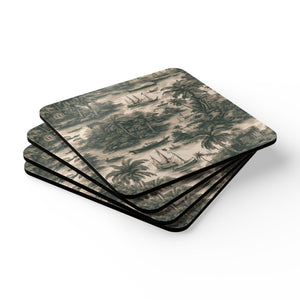 Coaster Set/4 - Tropical Toile #1, Black