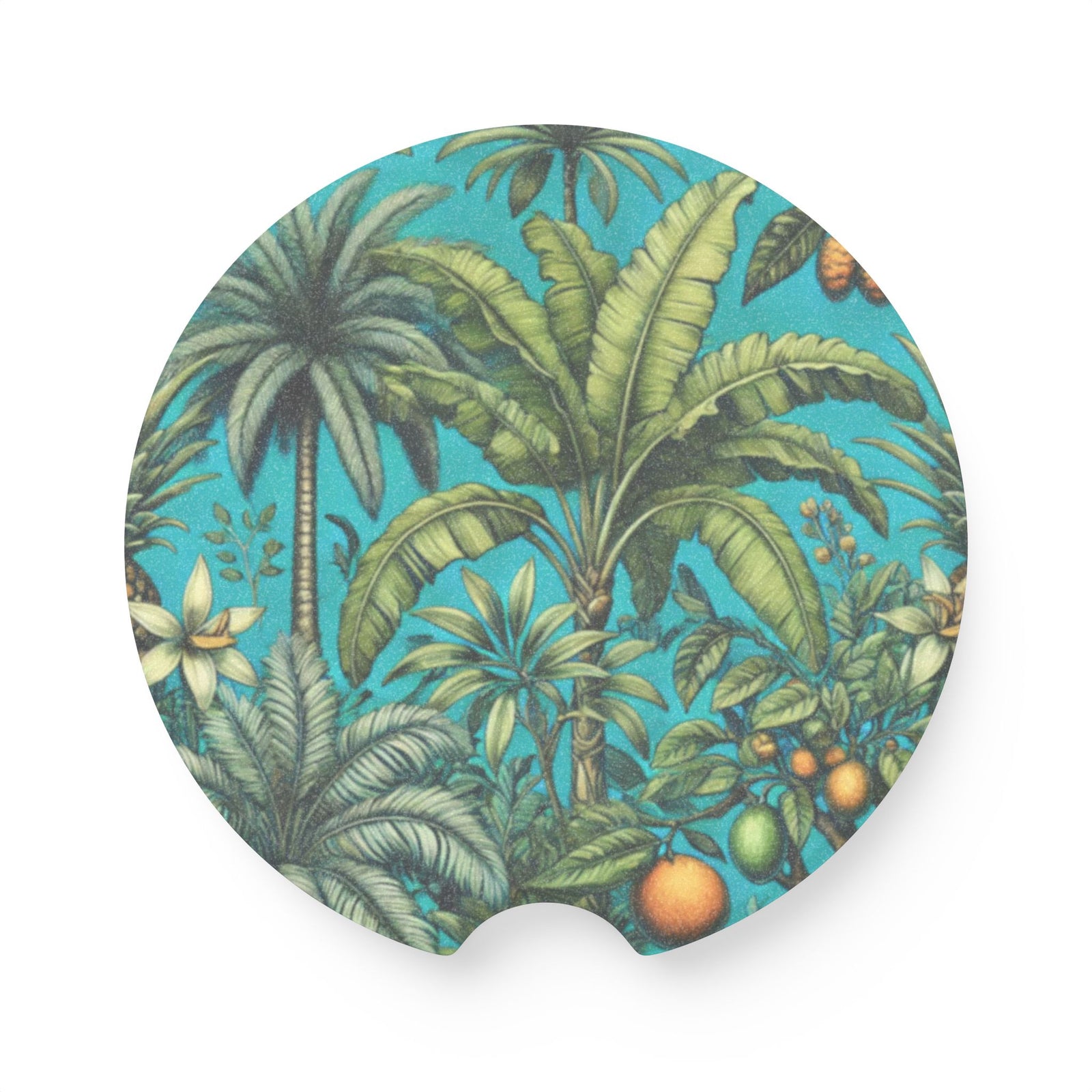 Soapstone Car Coaster - Tropical Fruit, Turquoise