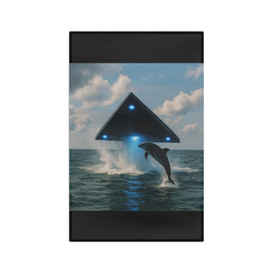 Microfiber Coffee/Tea Towel – UFO & Dolphin, Black