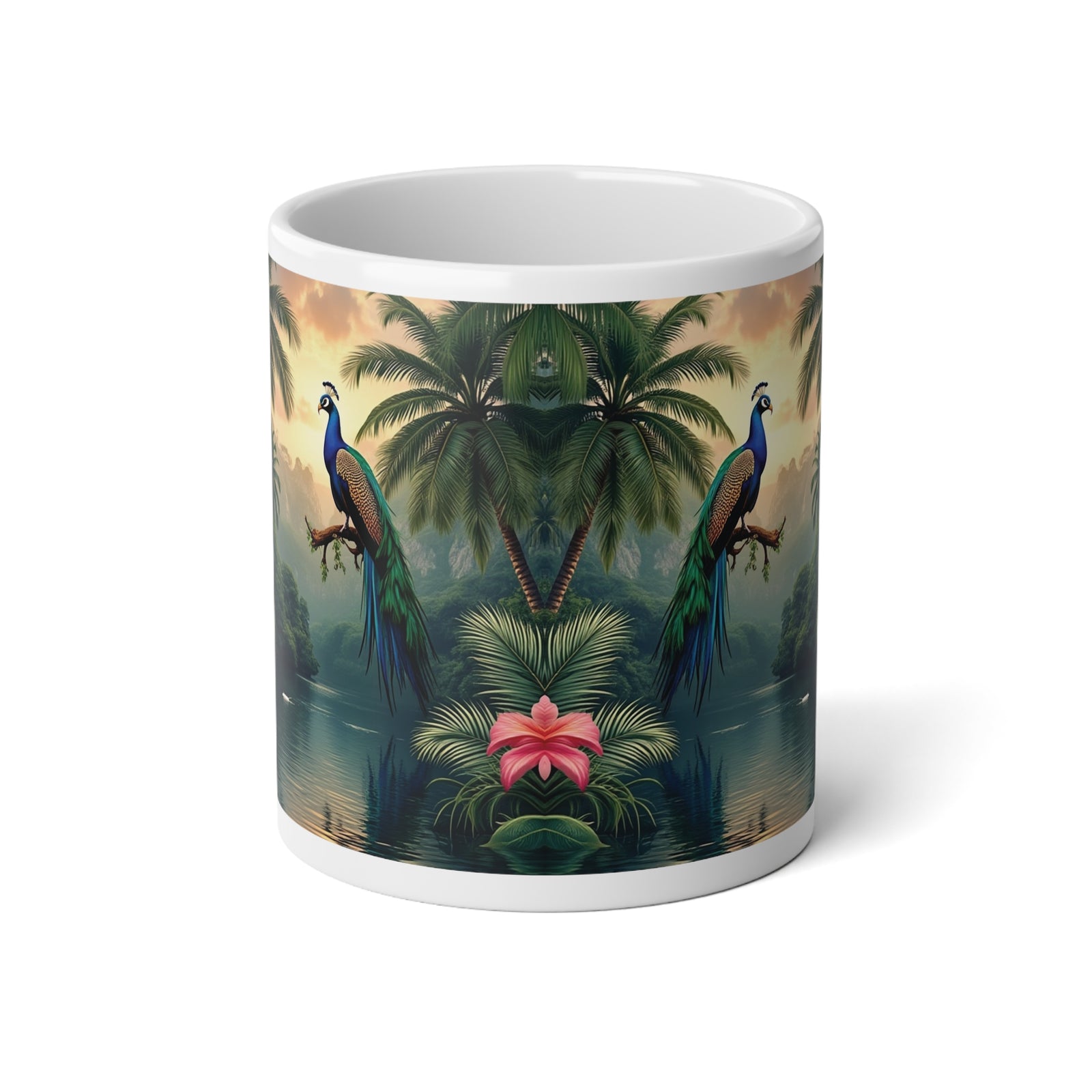 Jumbo Mug, 20oz, Peacock Guardian of the Rainforest | Tropical Coffee Cup