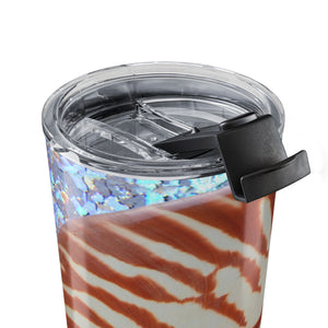 20oz Tumbler ~ Disco Striped Shell Glitter Travel Cup