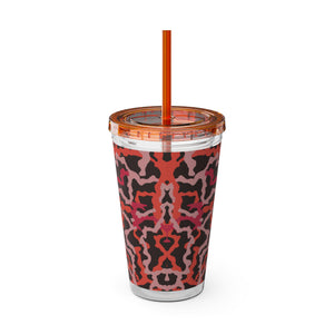 Tropical Tumbler with Straw | 16 oz: Coral Threads, Red