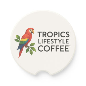 Soapstone Car Coaster - Tropics Lifestyle Coffee Parrot Logo, Vertical