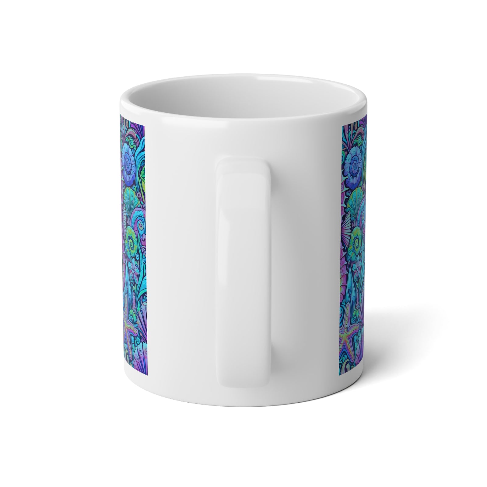 Jumbo Mug, 20oz, Turquoise Pop Seahorses | Tropical Coffee Cup