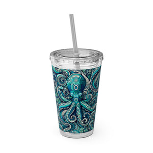 Tropical Tumbler with Straw | 16 oz: Aqua Octopus