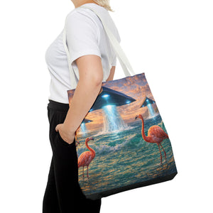 UFO and Flamingos Tote Bag - 3 Sizes