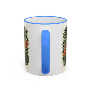 Accent Rim & Handle Coffee Mug — Palm & Bean Coffee Club Logo