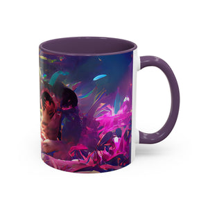 Accent Color Coffee Mug (11, 15oz) - Midnight Kiss in Tropical Garden