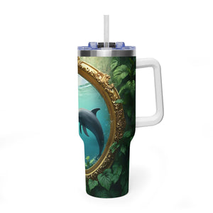 40 oz Tumbler ~ Dolphin Duo Ocean, Insulated