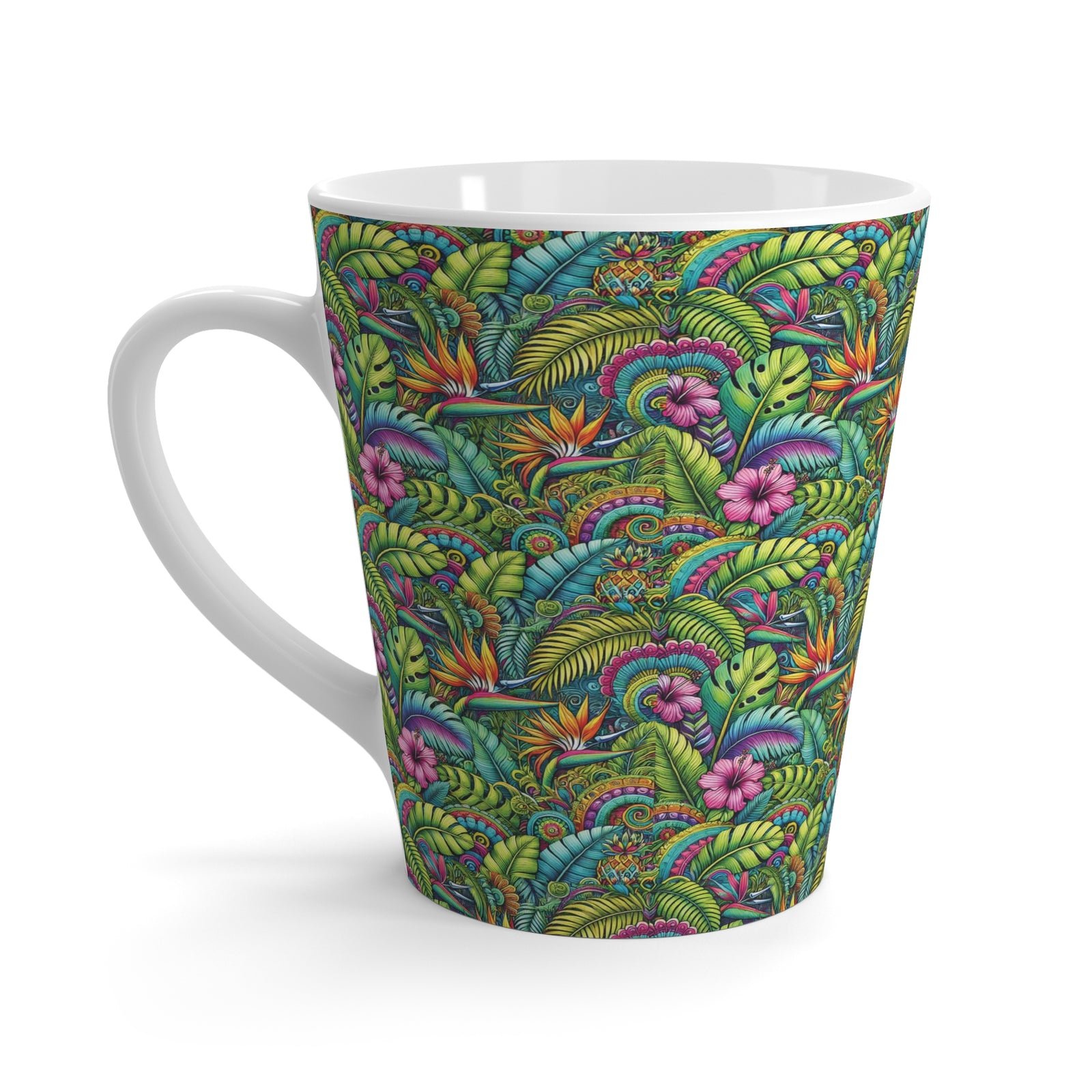 Latte White Mug - Rainforest Blooms