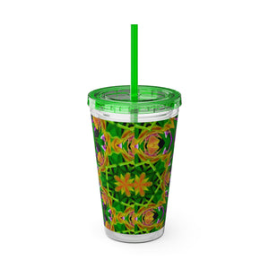 Tropical Tumbler with Straw | 16oz Colorful Travel Cup / Kaleido Orchid