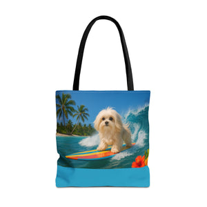 Puppy Ariel the Dog Surfer Tote Bag - 3 Sizes