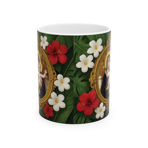Religious Ceramic White Mug - Virgin of the Lilies