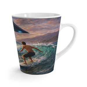 Latte White Mug - UFO and Surfers