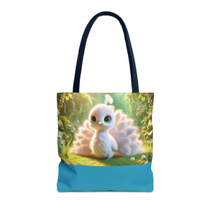Baby White Peacock Trio Tote Bag - 3 Sizes
