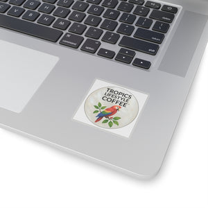 Tropics Lifestyle Coffee Parrot Logo Sticker — Kiss-Cut Decal