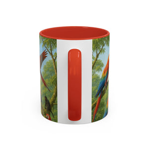 Accent Coffee Mug (11, 15oz), 8 Colors - UFO and Macaws