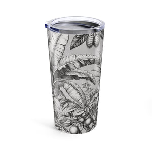 20oz Tropical Glossy Tumbler, Stainless Steel / Tropical Fruit, Newspaper