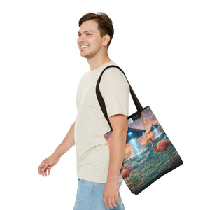 UFO and Flamingos Tote Bag - 3 Sizes