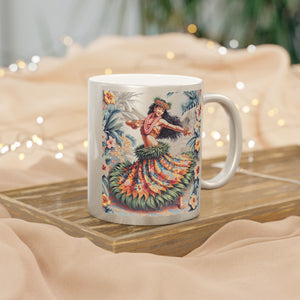 Tropical Metallic Mug, Gold or Silver - Hawaiian Dancer