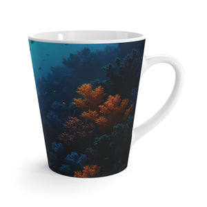 Latte White Mug - Black & Orange Coral