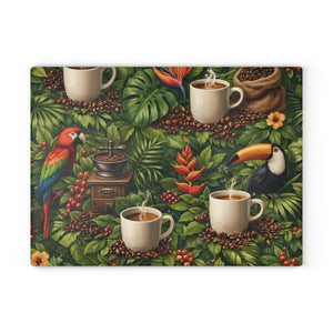Glass Coffee Station Plate ~ Rainforest Coffee Friends