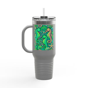 Seahorses Lime Insulated Travel Mug - 40oz - Perfect for Outdoor Adventures