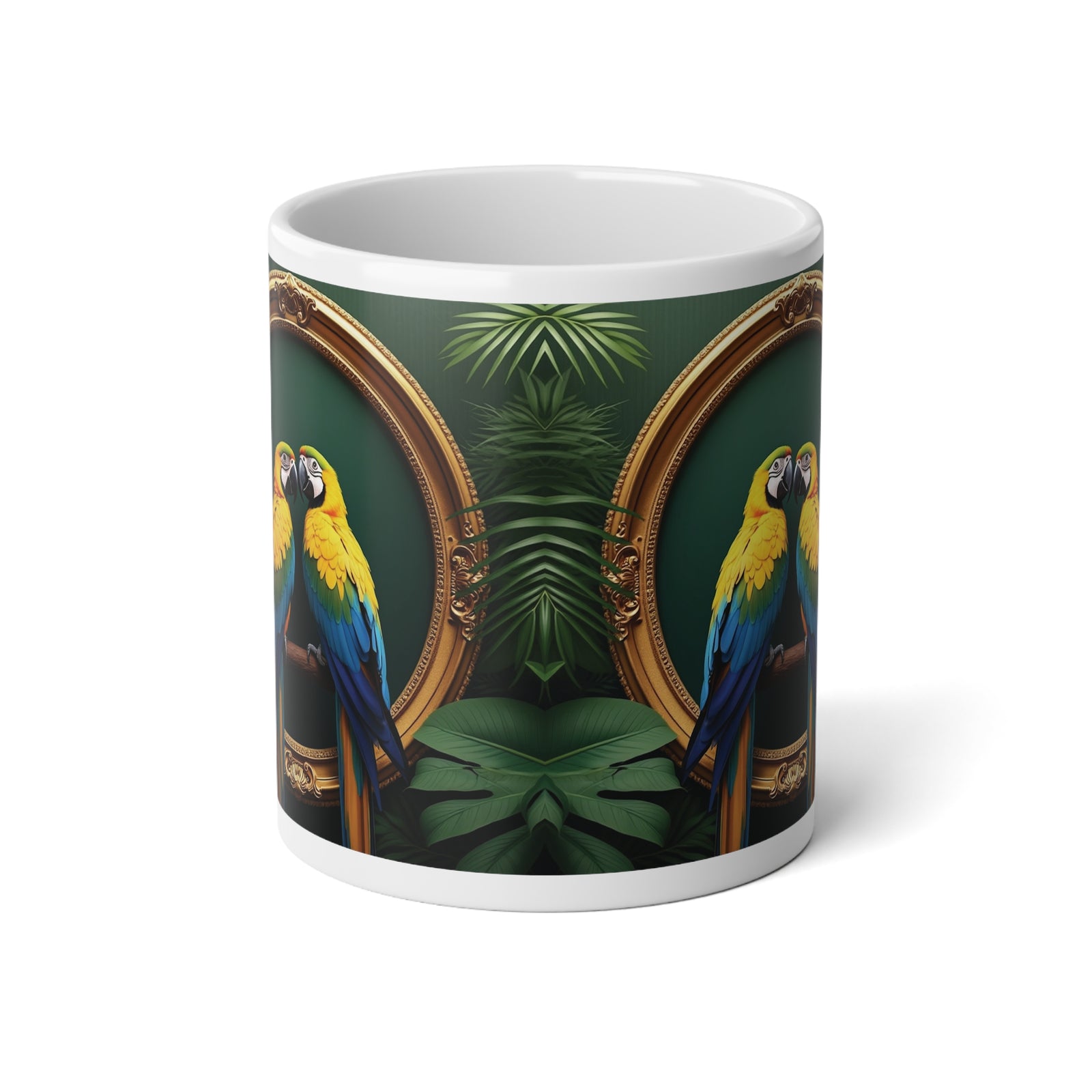 Jumbo Mug, 20oz, Framed Macaw Parrots | Tropical Coffee Cup