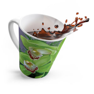 Latte White Mug - Kaleido Green Orchids