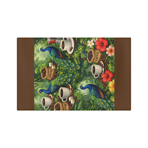 Tropical Microfiber Coffee/Tea Towel – Peacocks & Coffee, Brown