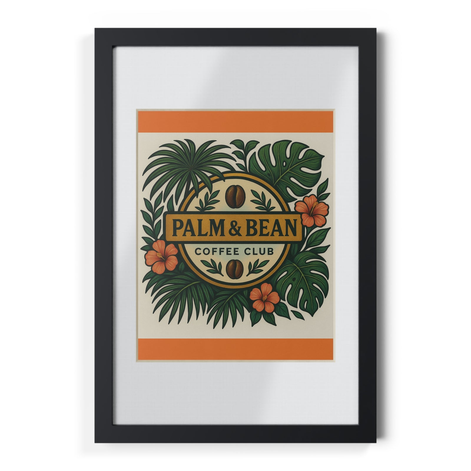 Tropical Framed Poster — Palm & Bean Coffee Club, Crusta Orange