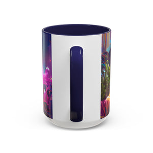 Accent Color Coffee Mug (11, 15oz) - Midnight Kiss in Tropical Garden