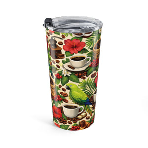20 oz. Tumbler — Tropical Coffee Parrots Insulated Travel Cup