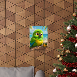 Tropical Beach Poster — Lulu the Parrot Matte Vertical Art Print